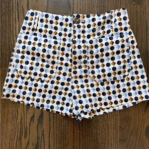 Anthropologie Navy and White Polka Dot High Waist Shorts